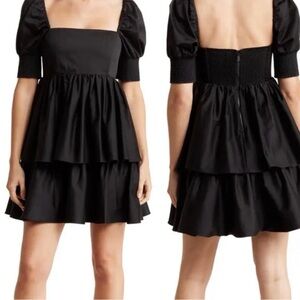 Alice + Olivia Black Emmalou Puff Sleeve Mini Dress